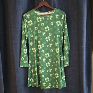 Green Clover Print Dress Womens Size Medium